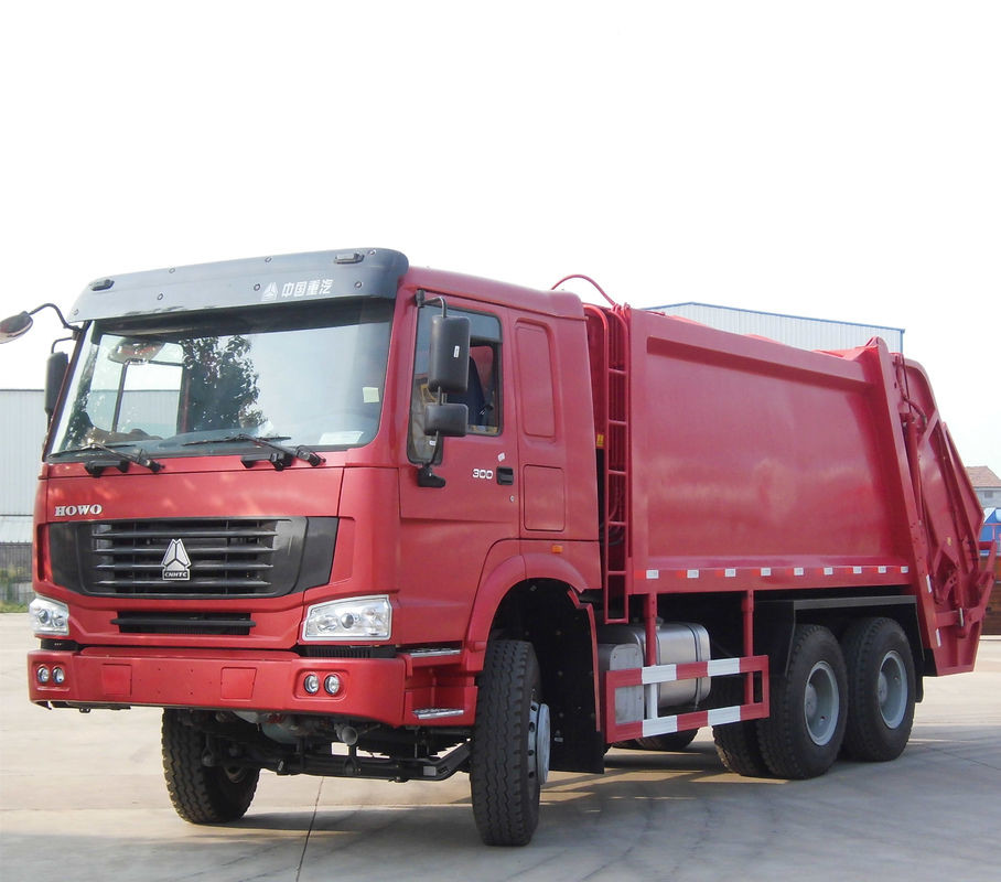 Camion rouge de collecte des déchets de Howo, camion cubique de compacteur des déchets 6 - 19