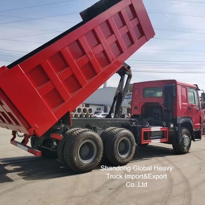 HOWO de seconde main couleur rouge 380hp/400hp camion de décharge en stock
