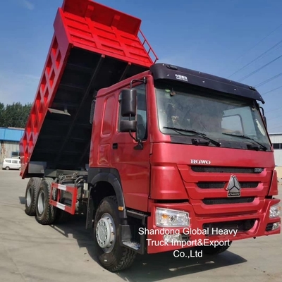 HOWO de seconde main couleur rouge 380hp/400hp camion de décharge en stock