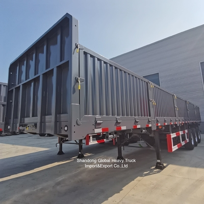 Semi-remorque à ridelles en acier à 3 essieux pour le transport de marchandises en vrac