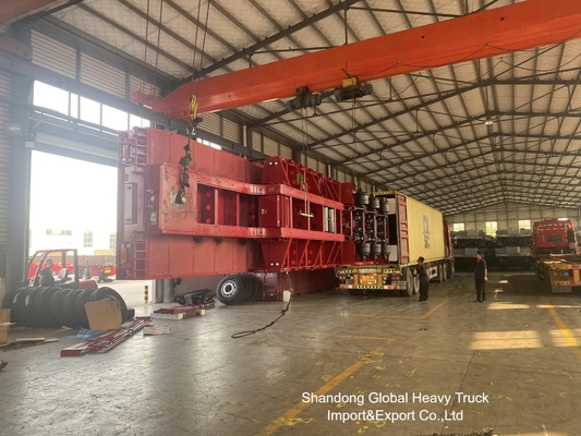 Semi-remorque surbaissée 3 essieux 60t pour le transport de charges lourdes