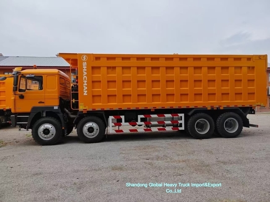 Camion benne Shacman F3000 8×4 avec moteur diesel de 400 ch et levage frontal pour travaux de construction lourds