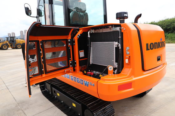 Pelle hydraulique sur chenilles Lonking 6 tonnes avec capacité de godet de 0,5 à 1,0 m³ et puissance de 15,4 kW/2400 tr/min