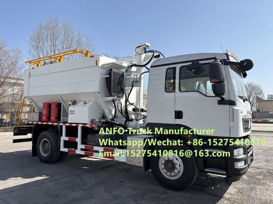 Chariot de mélange et de chargement sur site HOWO 10/15/20/30T BCLH-10 pour explosifs granulaires à base d'ammonium ANFO, service de dynamitage à émulsion, unité mobile de fabrication d'explosifs TREAD MMU