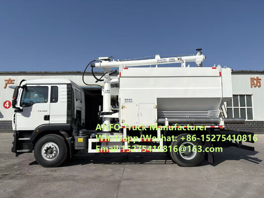 Chariot de mélange et de chargement sur site HOWO 10/15/20/30T BCLH-10 pour explosifs granulaires à base d'ammonium ANFO, service de dynamitage à émulsion, unité mobile de fabrication d'explosifs TREAD MMU