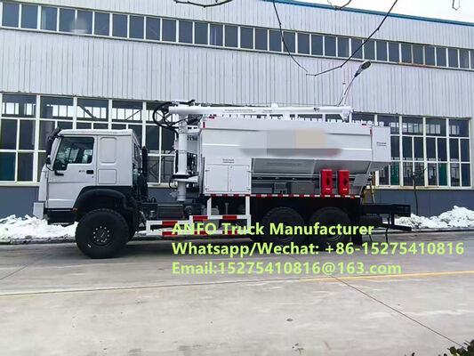 Camion mélangeur et chargeur de granulés d'explosifs en vrac d'ammonium ANFO HOWO neuf et compétitif 10/15/20/30T pour le service de dynamitage à l'émulsion, forage Zambie/Zimbabwe/Tanzanie/Ghana/Guinée/Namibie/Guyana