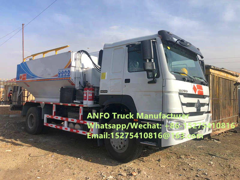 Durable reliable HOWO 10/15/20/30T BCLH-10 on-site mixing and charging machine granular ammonium explosive ANFO Truck Emulsion Blasting service Drilling mobile explosive Manufacturing Unit MEMU MMU