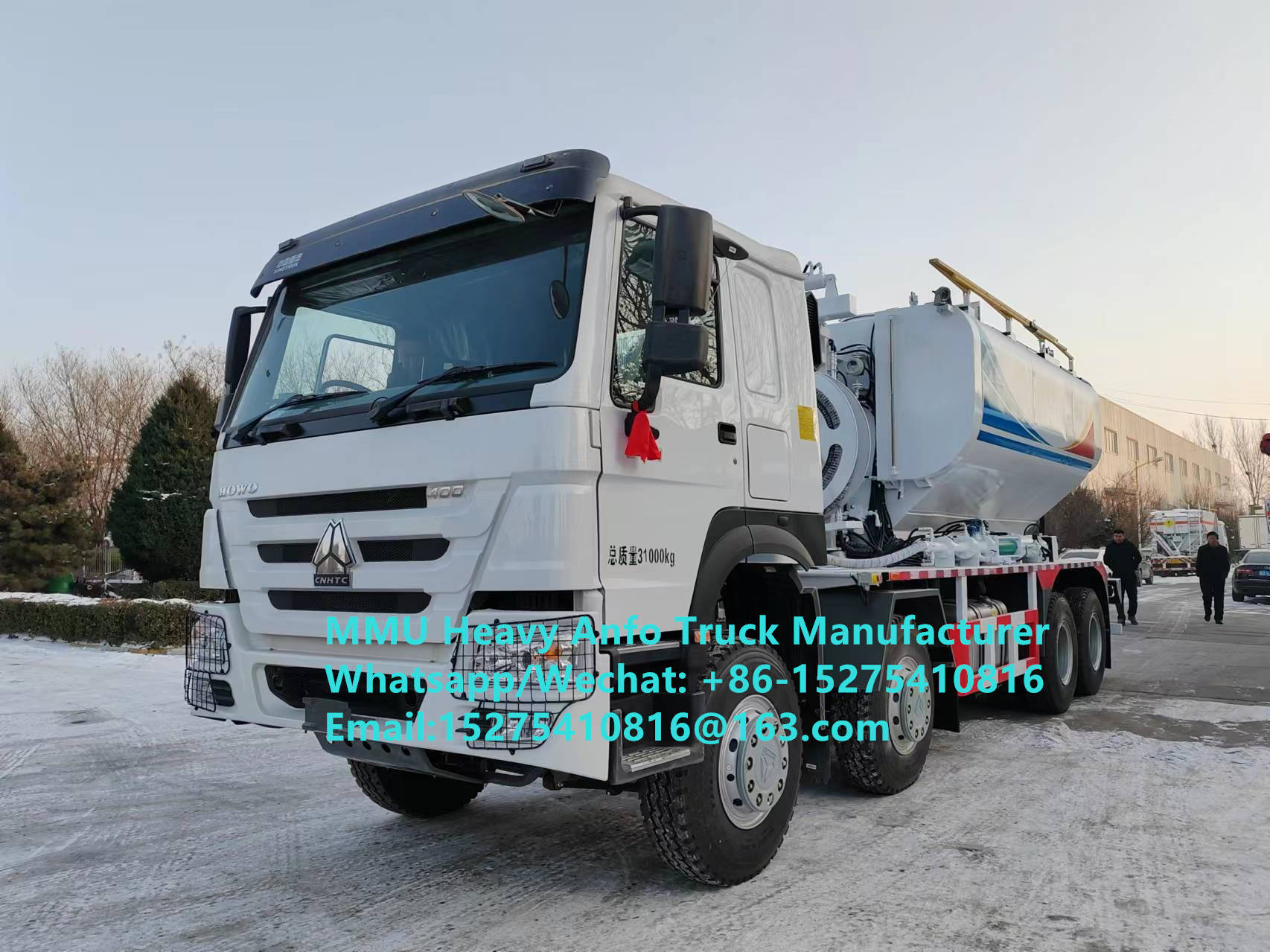 Mesure précise mélange et charge explosifs à base d'huile d'ammonium lourd multifonctionnel Camion 15/20/25Ton Émulsion lourde Camion ANFO Russie/Kazakhstan/Ouzbékistan/Indonésie/Guinée Service de soufflage minier